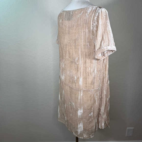 Anthropologie Floreat Crinkled Cream Crushed Velvet Tunic Shift Dress Small EUC - Picture 4 of 15